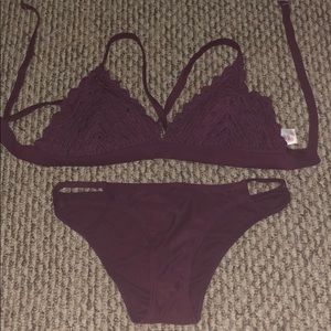Maroon colored bikini set